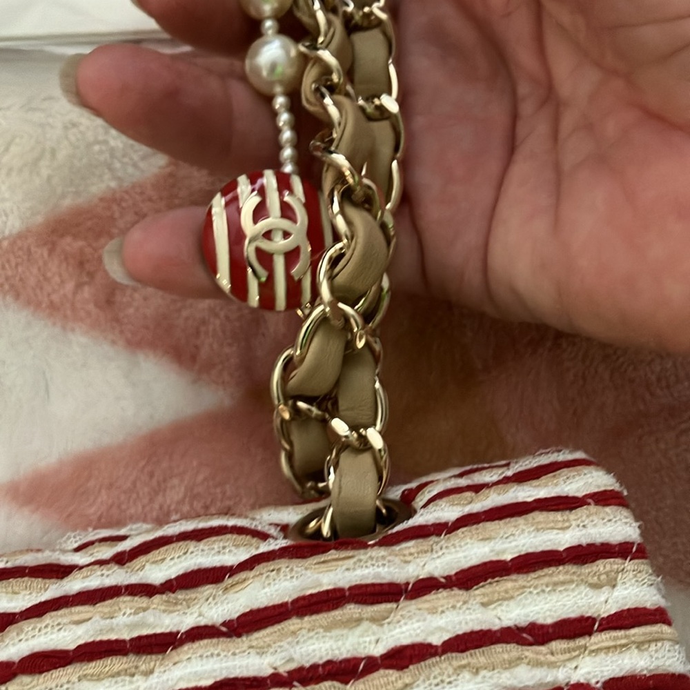 Chanel Classic Beige & red Striped Double Flap Bag 2014 - Picture 4 of 17